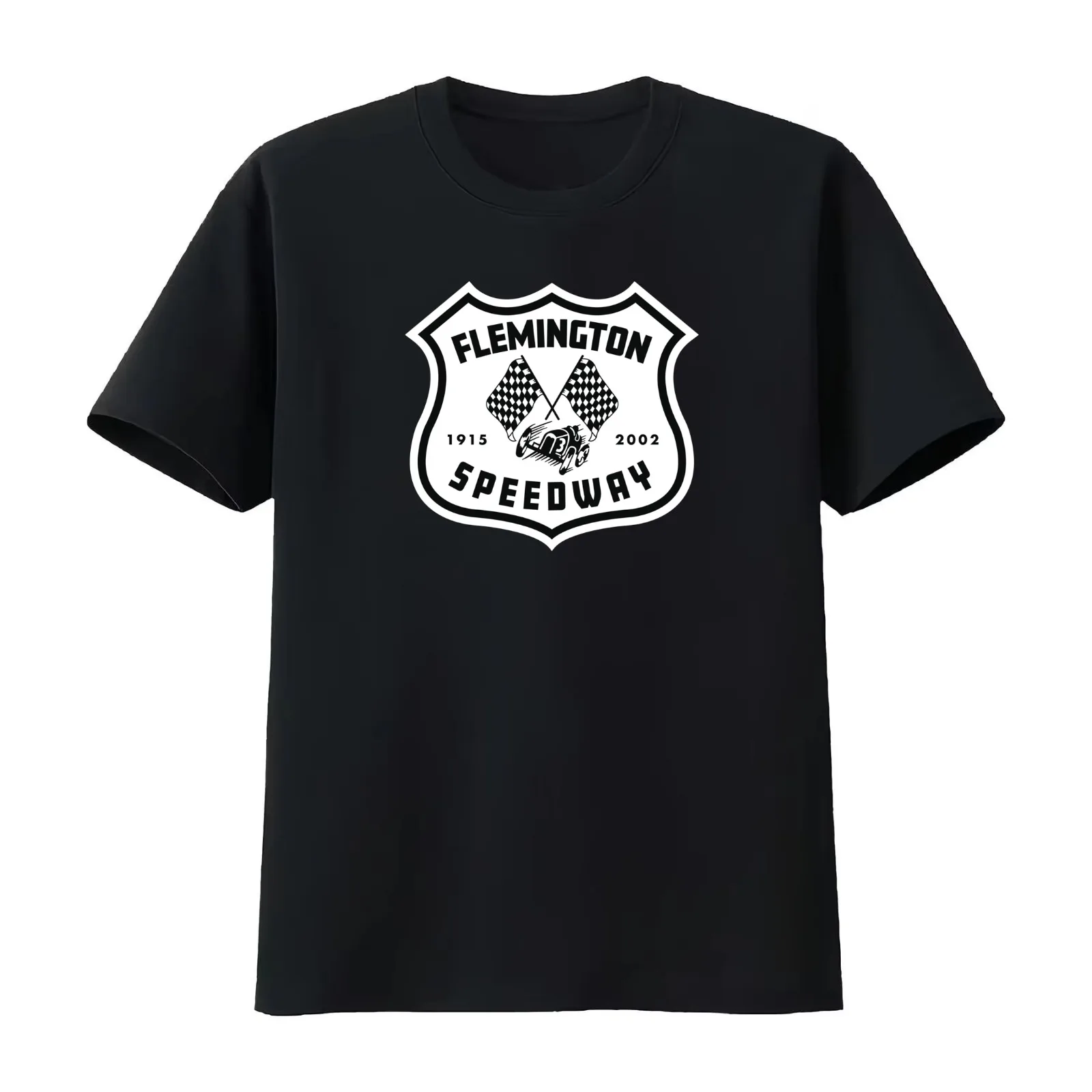 Flemington Speedway Vintage Shield T-Shirt Summer Casual Cotton Tee Oversized Streetwear Tops Vintage Graphic Print