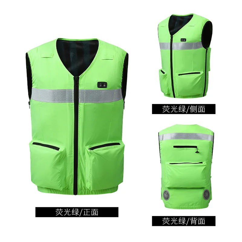 New Refrigeration Fan Clothes Cooling Air Conditioner Clothes with Reflective Strips Multi-bag Work Clothes