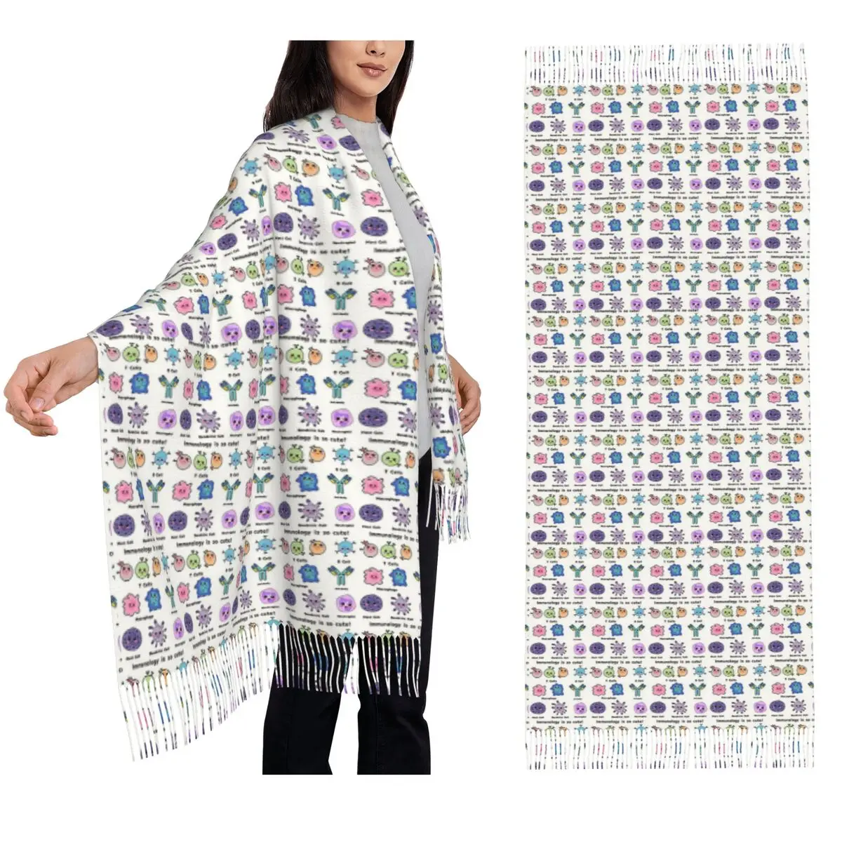 

Immunology Is So Cute Version 2 Scarf Tassel Scarves for Women Soft Warm Shawls and Wraps Large Fall Winter Shawl Wrap