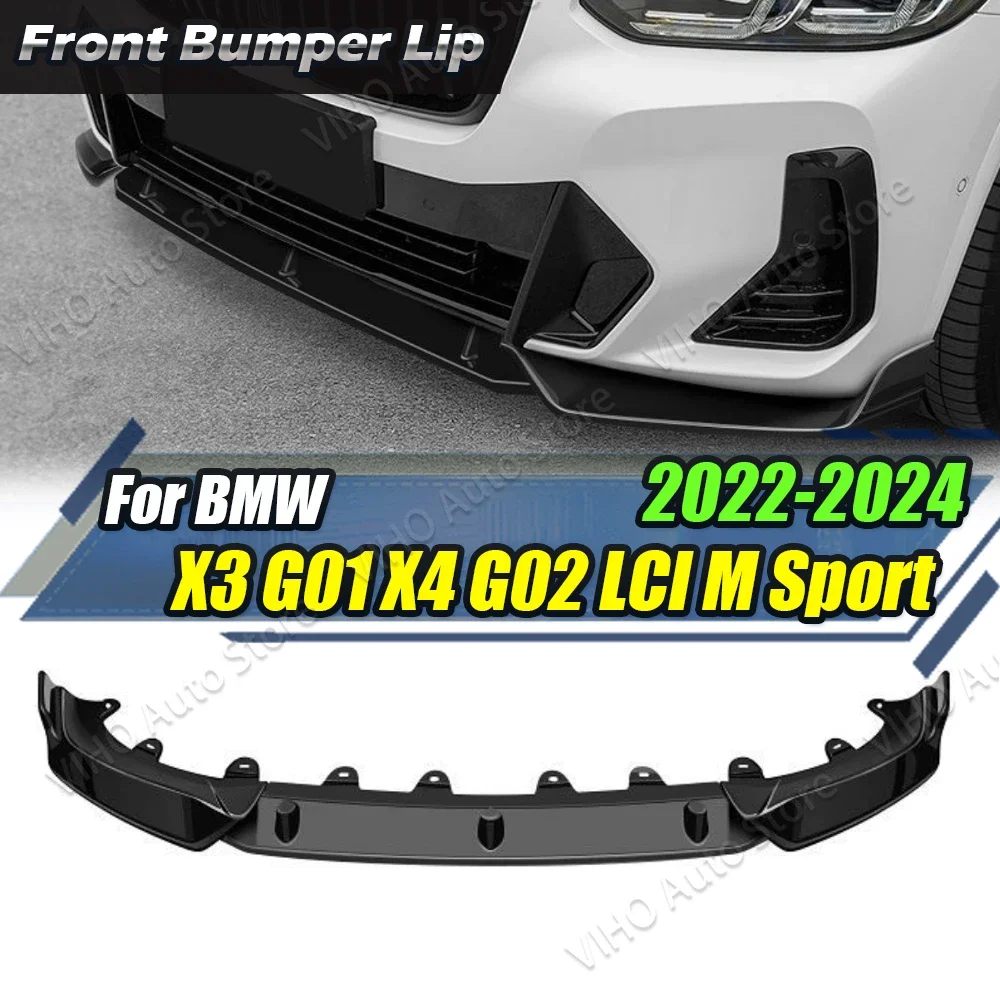 For BMW X3 G01 X4 G02 M Sport LCI 2022-2024 iX3 G08 M40i M40d Car Front Bumper Splitter Lip Trim Spoiler Diffuser Guard Body Kit