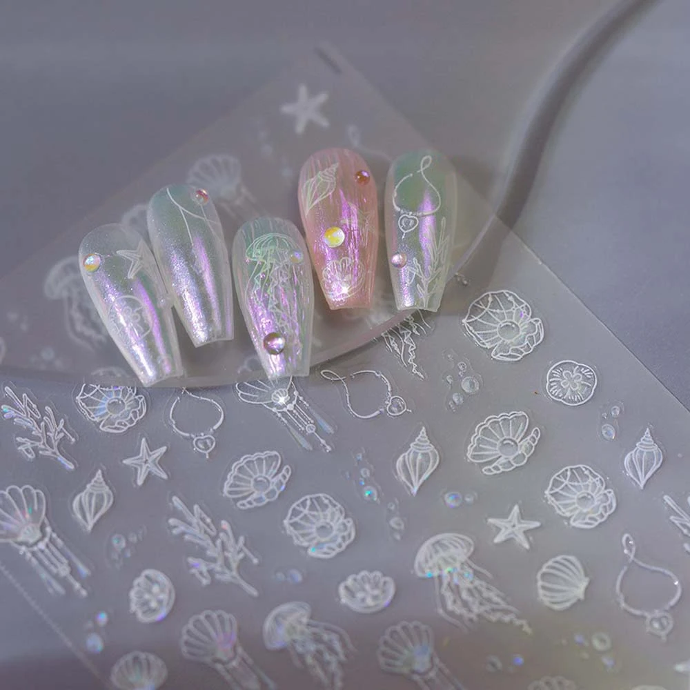 Conch Star Ocean Nail Stickers Dolphin Sea Jellyfish Jelly Ocean Nail Decals Nail Accessories Nail Supplies