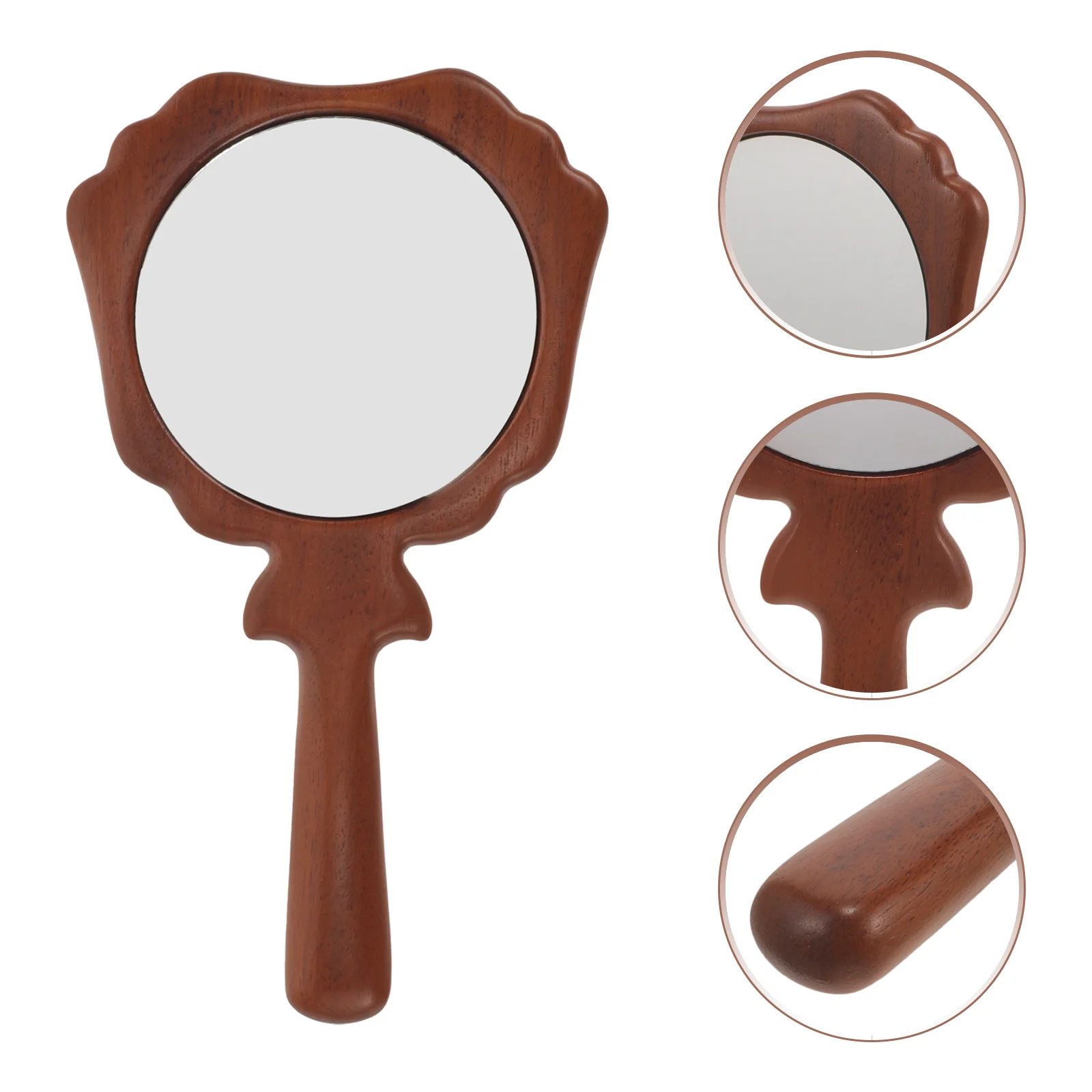 

Solid Wood Handheld Mirror Compact Purse Mirrors Makeup for Women Glass Cute with Handle Purses