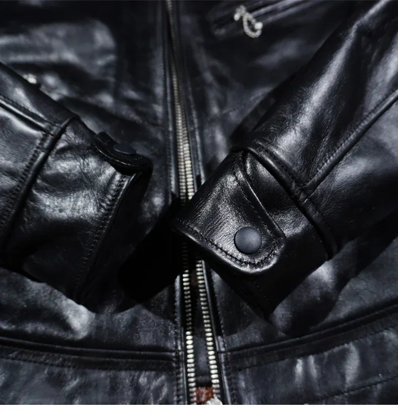 سترة جلدية خشبية من Tailor Brando Replica Mulholland Americana Tea Core Horsehide Vintage Biker Freewheelers
