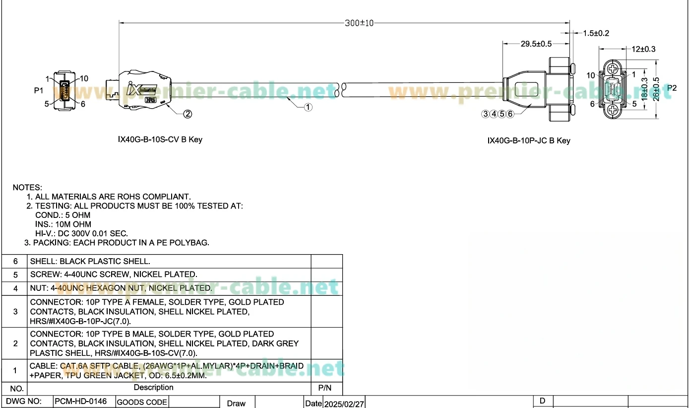 IX B Key Stecker-Buchse-Verlängerungskabel 10Gbps Cat6A Abgeschirmtes Kabel für Maschinen Vision IX Typ B Schraubmontage Inline-Buchse – Detail 1