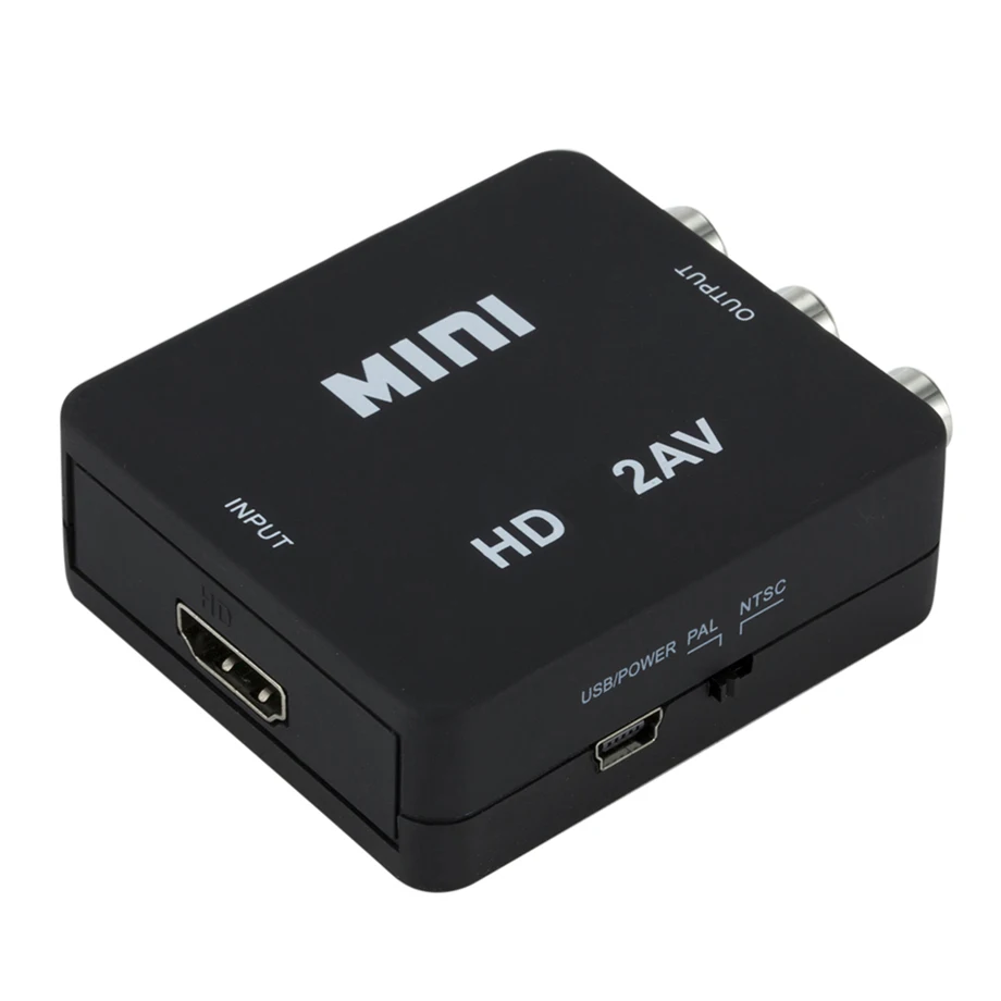 HDMI-kompatybilny z AV RCA CVSB L/R Adapter scalera wideo HD 1080P konwerter videobox AV na hdmi konwerter do projektor PC HDTV