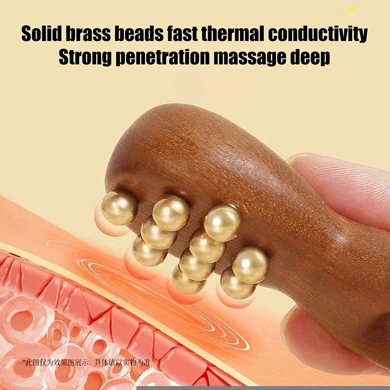나무 코 괄사 마사지 도구 황동 구슬 핸드헬드 빗 정전기 방지 얼굴 코 눈 이완 지압점