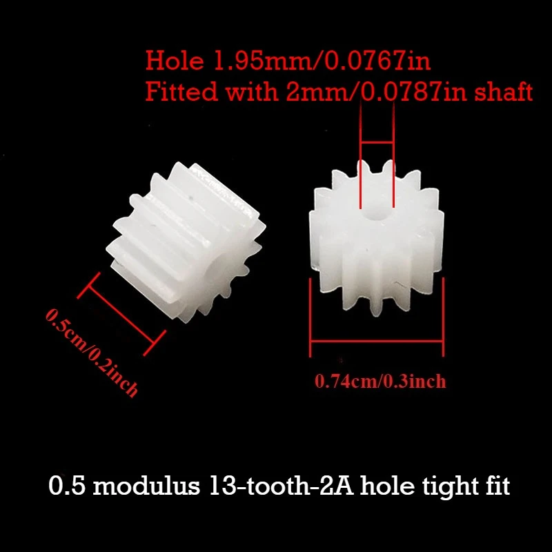 0.5 module plastic POM spur gears for main shaft with 7, 8, 9, 10, 11, 12, 13, 14, 15 and 18 teeth view 3