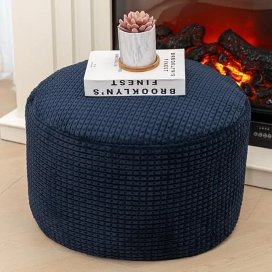 

Living room pouf ottoman for feet rest, lightweight foam-filled, modern beige design, supportive and stylish 20x12 inch decor a