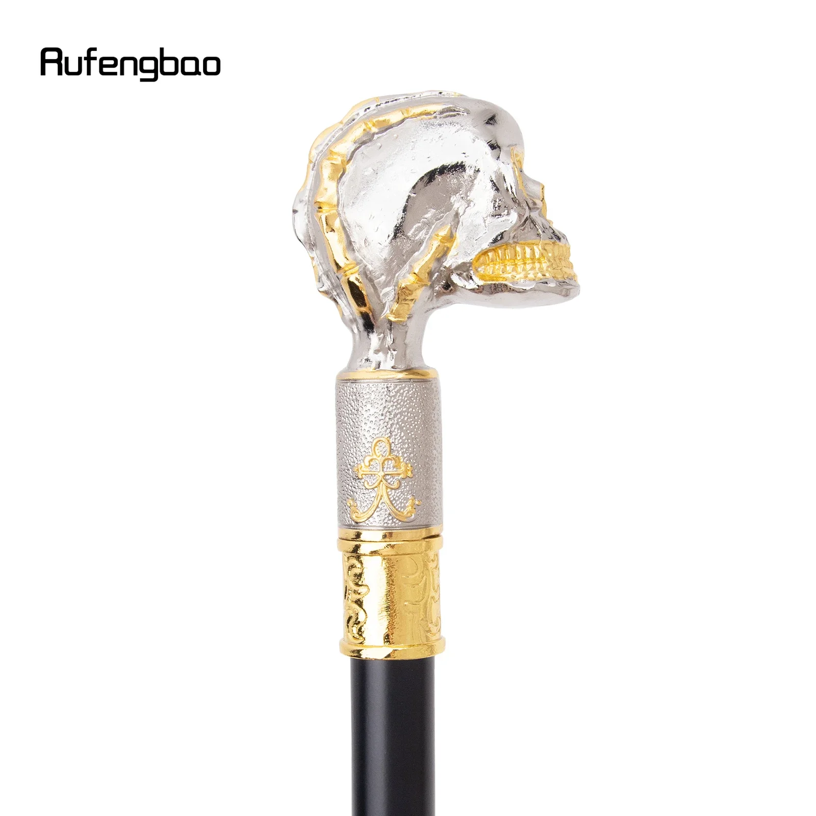 Golden White Skull Head ฟันใหญ่ Steampunk Walking Cane แฟชั่นเดิน Stick สุภาพบุรุษหรูหรา Crosier ลูกบิดเดิน Stick 91 ซม