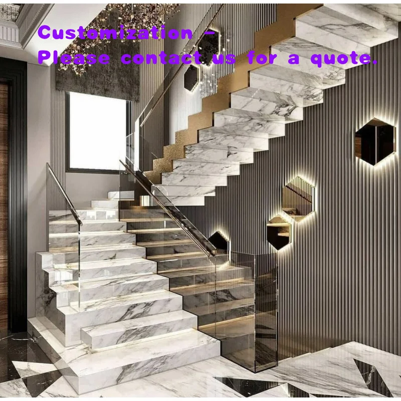 custom.Australian Standard Staircase Modern Interior Staircase With Led Marble Steps Indoor Luxury Staircase