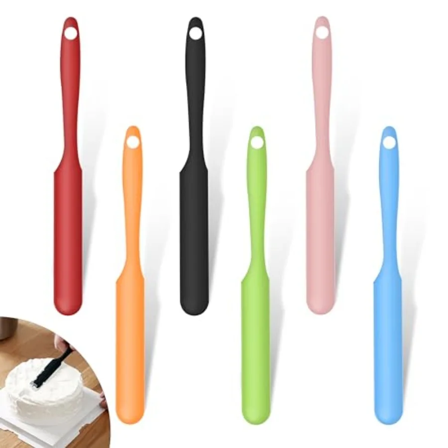 

6 Pcs Silicone Jar Spatula Heat Resistant Small Silicone Spatula for Kitchen Use Cake Cream Butter with Long Handle for Cng Mix