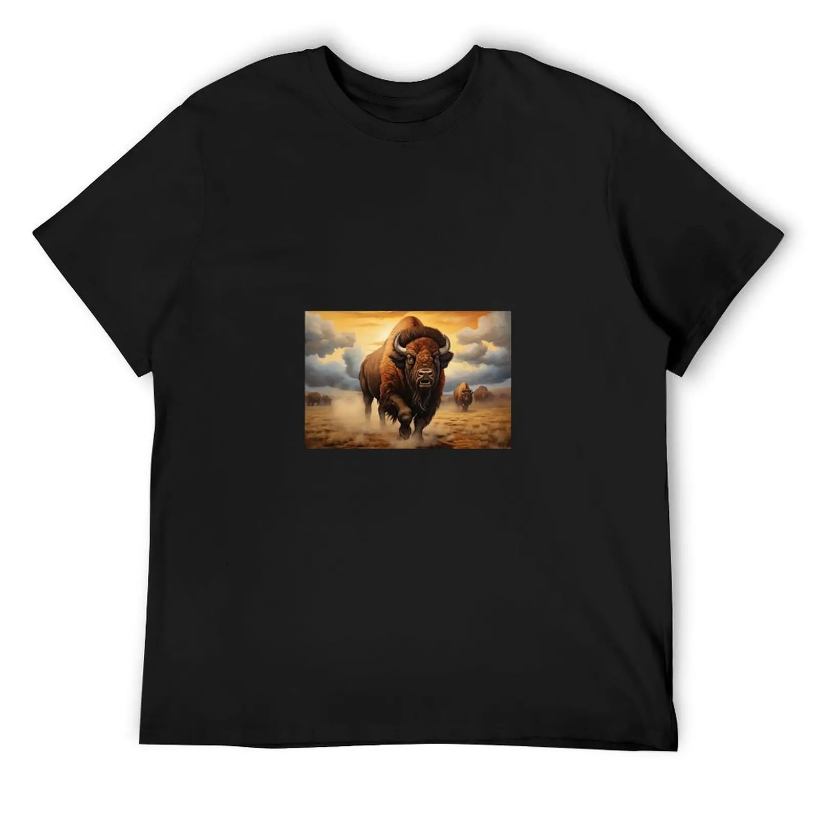 

Charging Bison T-Shirt blacks valentines clothes luxury designer vintage anime shirt men clothings