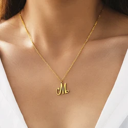 Stainless Steel Necklaces Letter M Heart Pendant Collar Chain Classic Fashion Texture Necklace For Women Jewelry Wedding  Gifts