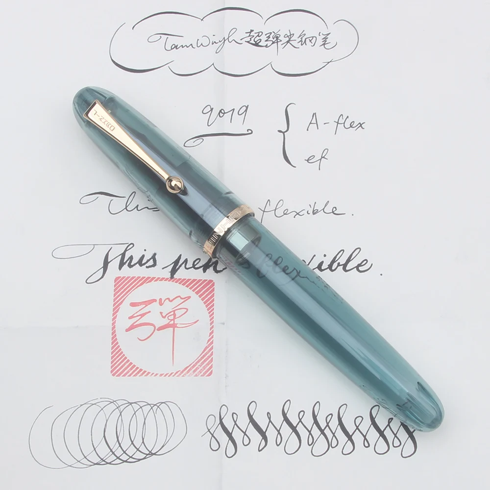 Jinhao 9019 Super Rlastic Flex Nib Fountain Pen Ultra Flex Flexes Nib Sketch Floral Round Gothic Softness Flexare Writing Pen