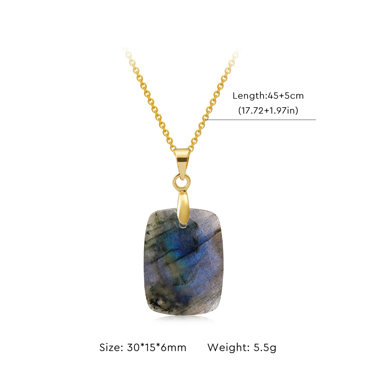 High-end-Licht Luxus Natürlichen Labradorit Anhänger Halskette Unregelmäßige Form Geschenk Weibliche Freunde Abend Partys Reise Schmuck – Detail 12