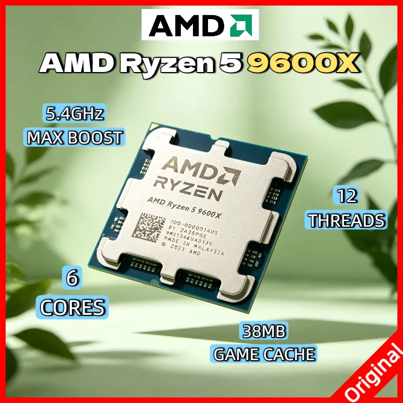 

Ryzen 5 9600X AMD 5.4GHz 6-Core 12-Thread L3=32M DDR5 4NM NEW 65W Socket AM5 Processor for High Performance PC