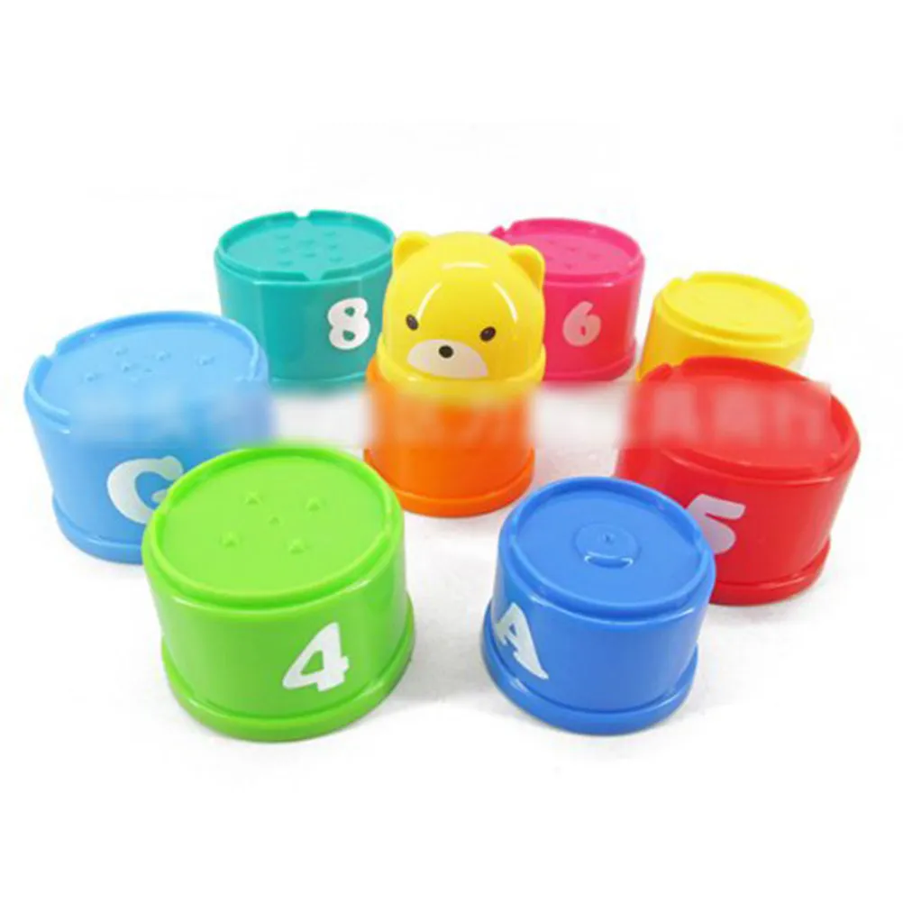 Set of 8 Educational Stacking Cups Colorful Sizes for Kids Above 6 Months Early Learning Sorting Counting Tower Blocks