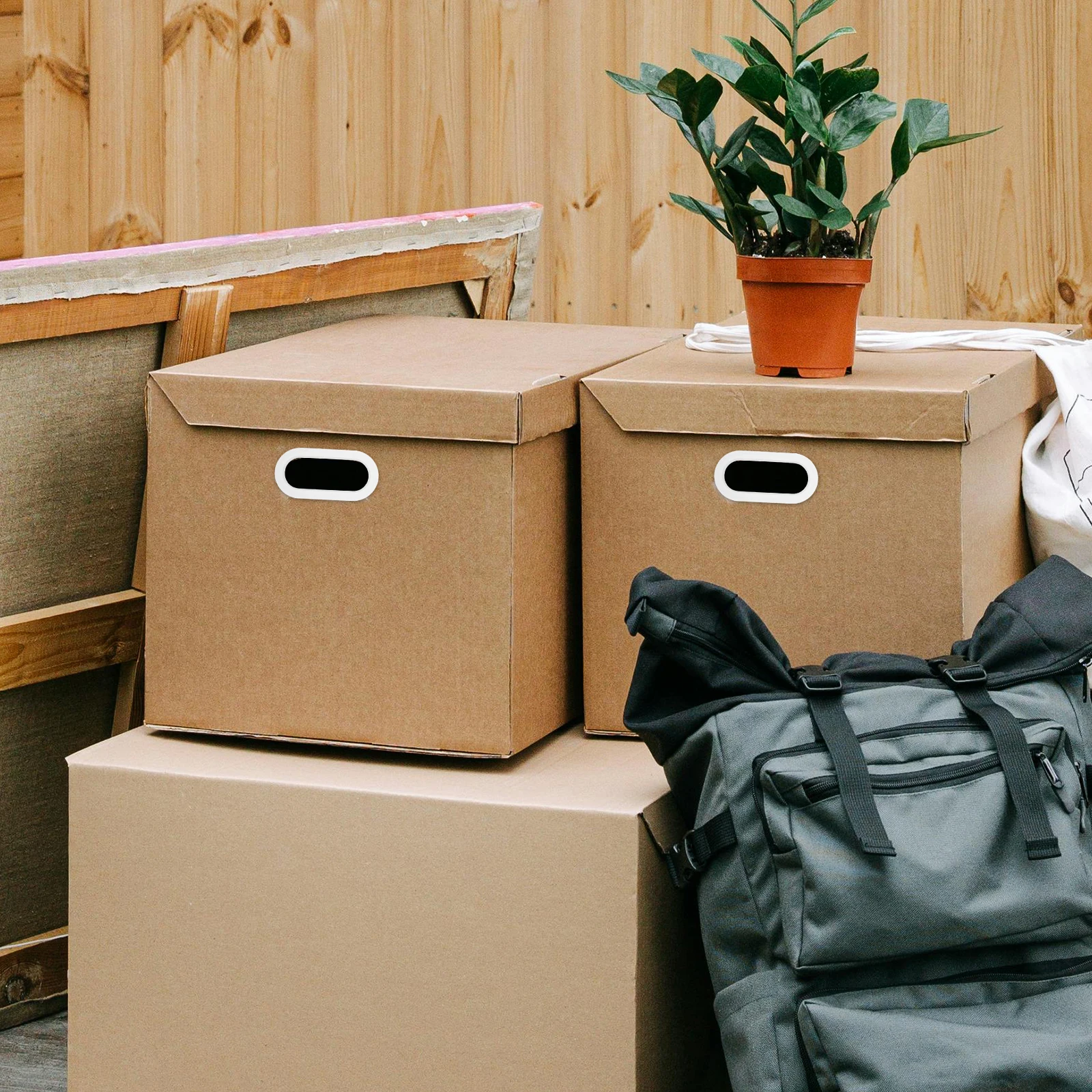 

50pcs Plastic H les Transparent Durable Storage Moving Corrugated Containers Corrugated Box H les Replacement Replacement
