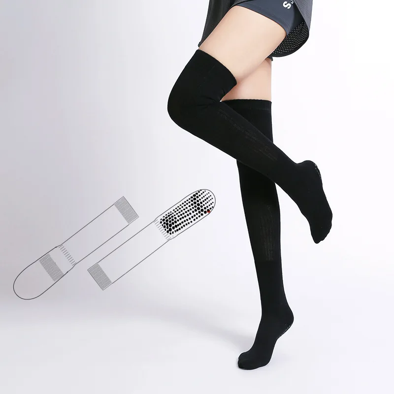 Women Anti-slip Yoga Socks Cotton Indoor Breathable Fitness Pilates Socks Long Tube Ladies Ballet Dance Sports Socks