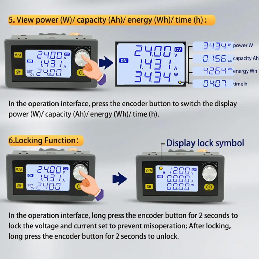 XY5005E-250W/XY5008E-400W Adjustable DC Stabilized Voltage Constant Voltage Constant Current Step-down Module Board Power Supply