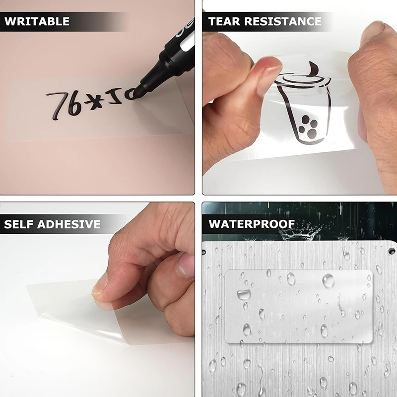 custom.2X3 Inch 76X50cm Transparent Self-Adhesive Rectangle Stickers Roll Waterproof Vinyl Thermal Labels