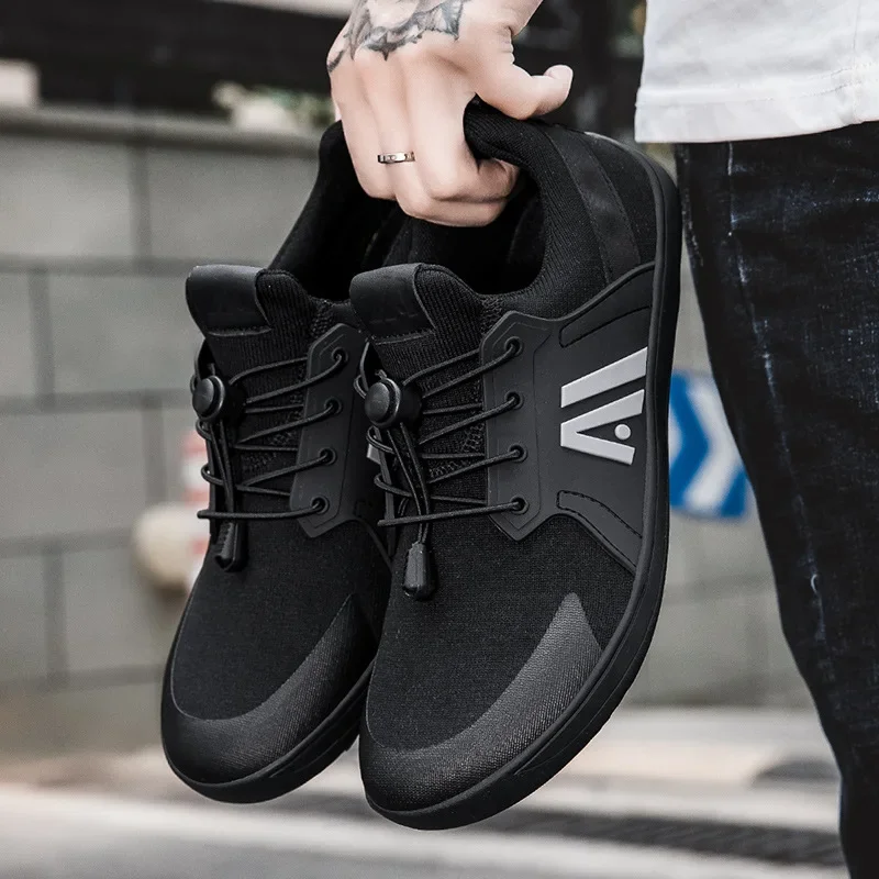 Blaue lässige Turnschuhe Herren breite Barfuß Schuhe atmungsaktive Mesh Männer Zehen Schuhe weiche Zero Drop minimalist ische Wohnungen breitere Zehen Sneakes