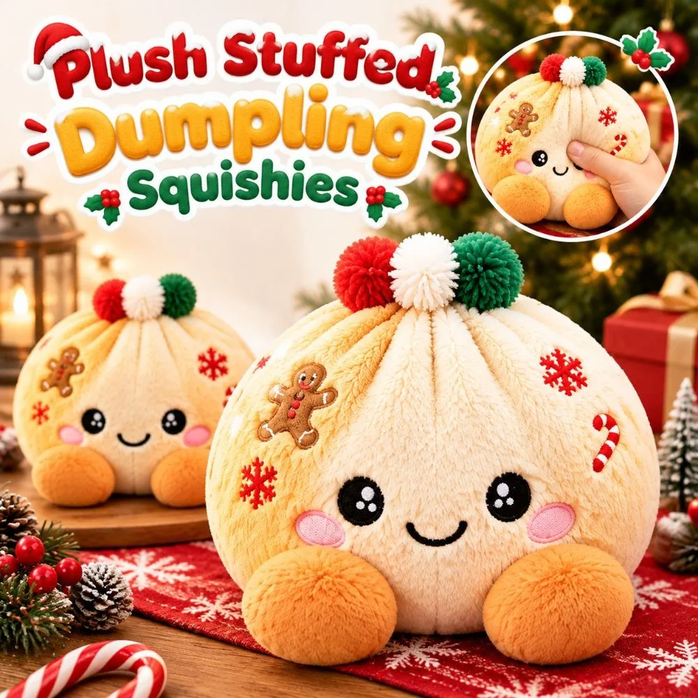 Soft Plush Stuffed Dumpling Squishies Fidget with Steamer Stuffed Steamed Bun Toy Stress Relief Giant Christmas Dumpling Pillow