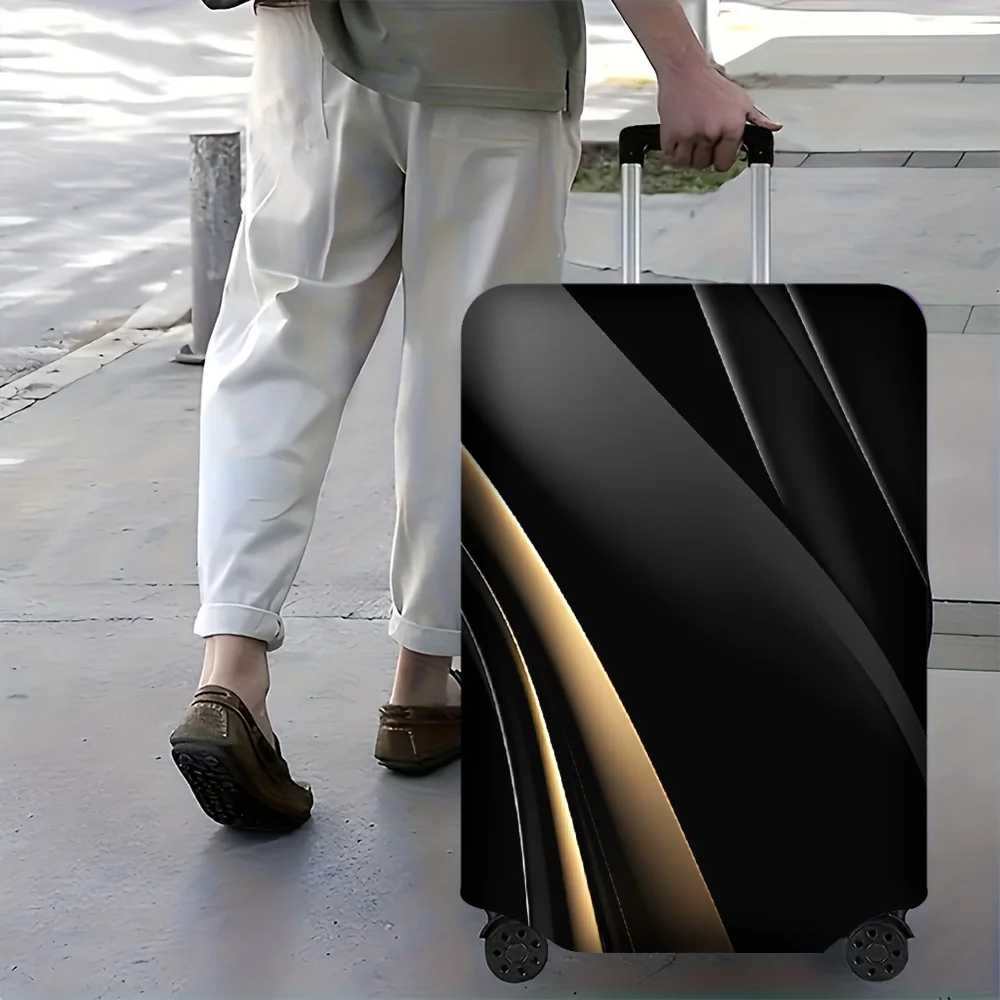 

1 piece abstract gold wire luggage cover for luggage sizes 18-32 inches; dust and elastic travel accessories to effectively p