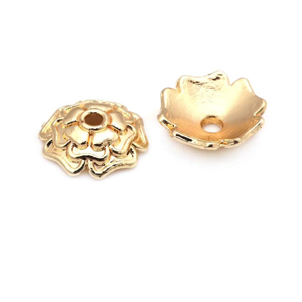 18K Goldfarbene Messing-Blumenperlenkappen Hochwertige DIY-Schmuckherstellungszubehör Halsketten- und Ohrring-Accessoires für Frauen – Detail 35
