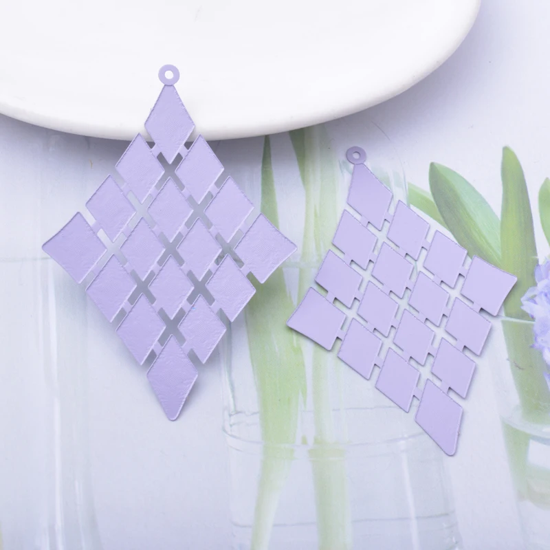 30 Stück AB1793 58*35mm Messing Bemalte Rhombus Große Lasergeschnittene Anhänger Bunte Schmuck-Ohrring-Accessoires – Detail 11
