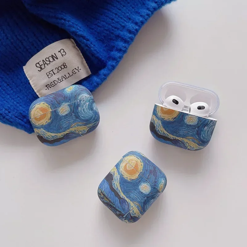 

For Airpods 4 1 2 3 Cases For Airpods Pro/Pro 2 Cover Van Gogh Oil Painting Starry Sky Protective Case Earphone Charging Bag
