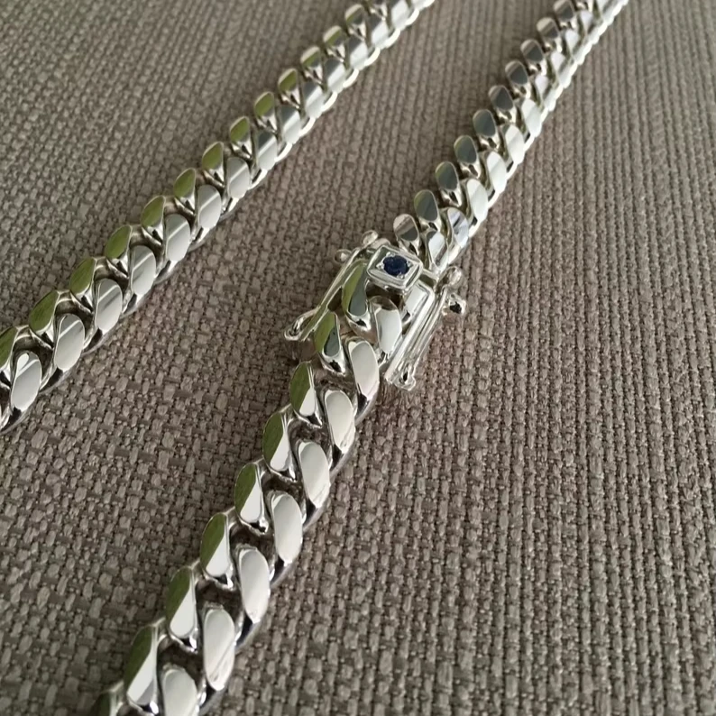 

Men's 12mm Solid 925 Sterling Silver Curb Chain Necklace Pure Plated Diamond Fashionable Chunky Link Stainless Steel Jewelry