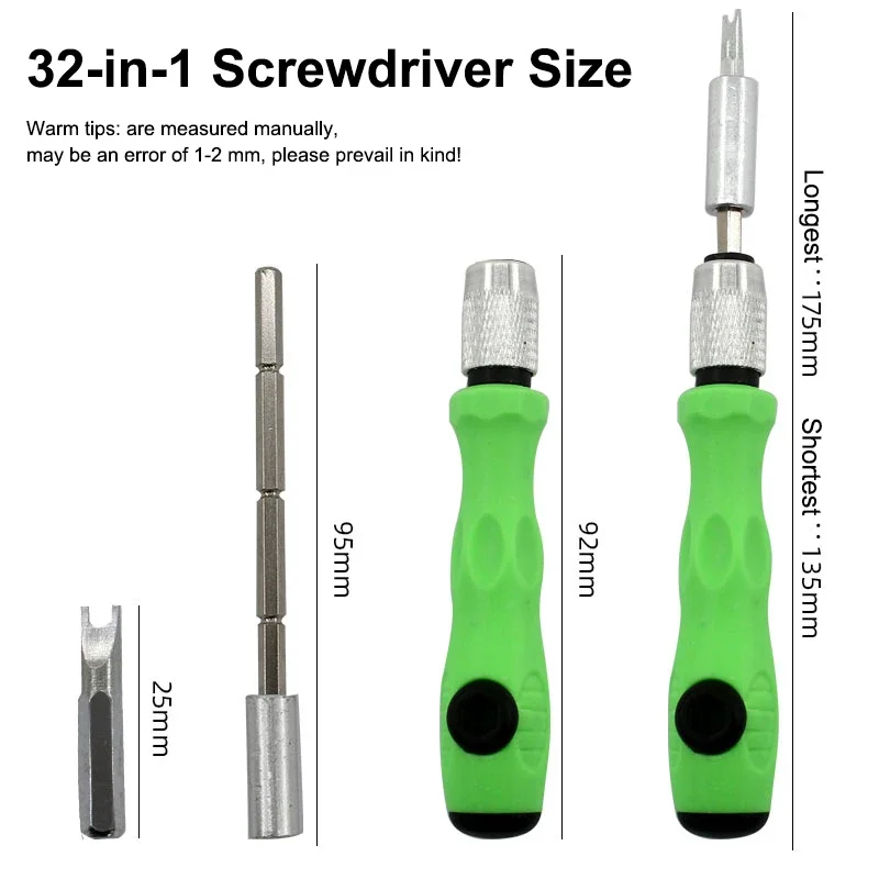 32 In 1 Tool Repair Screwdriver Set Precision Mini Magnetic Screwdriver Bits Kit Phone Mobile IPad Camera Maintenance