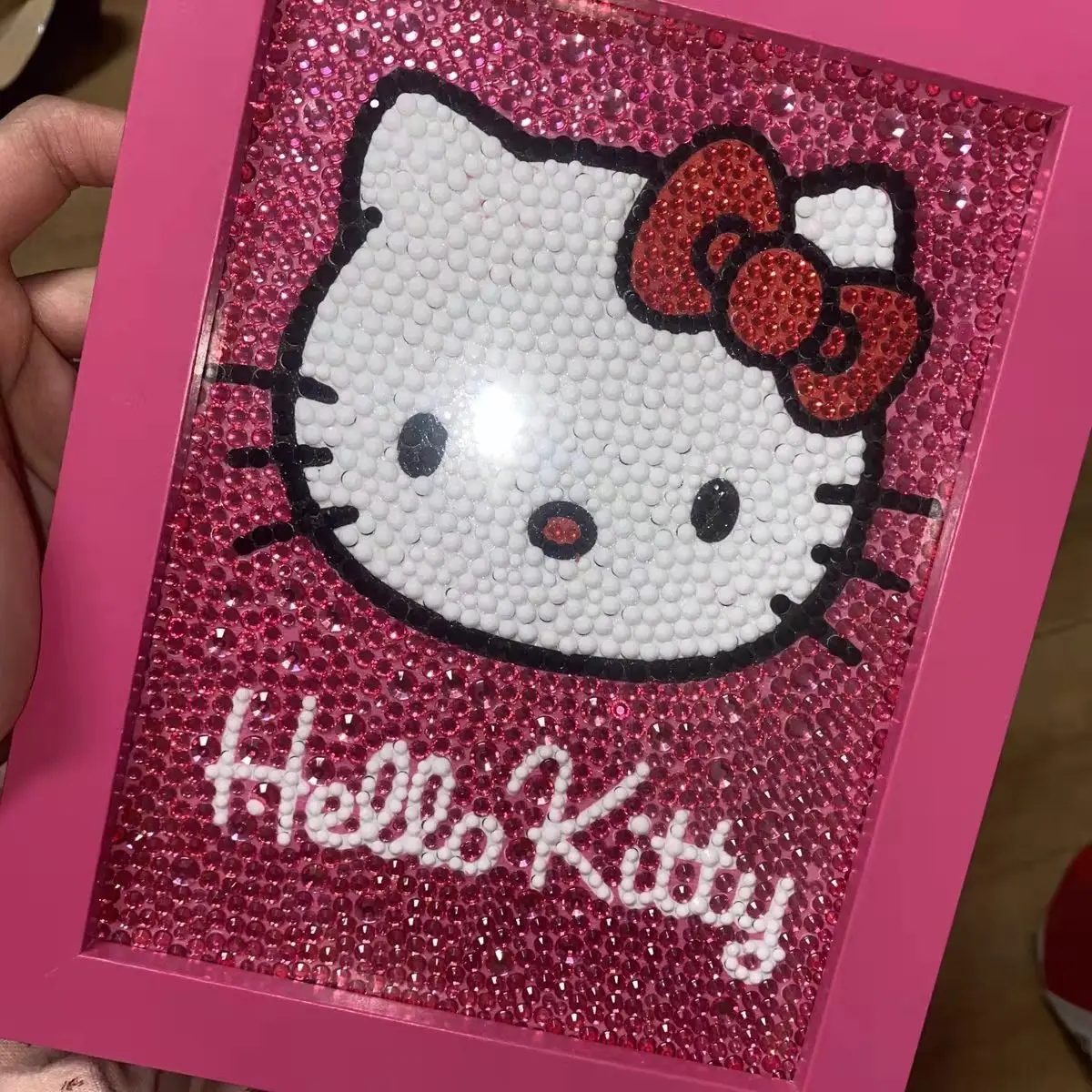 Pełny diamentowy kryształowy diamentowy obraz Hello Kitty Sanrio dziecięca kreskówka Diy wklej obraz punktowy wiertło kryształowa dekoracja