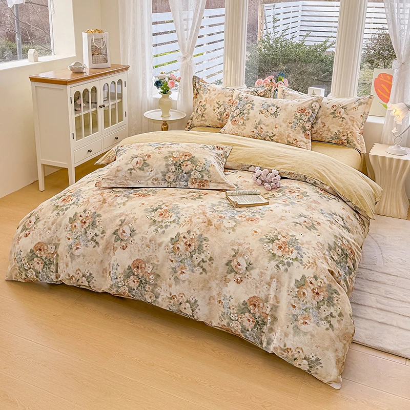 High-quality 100% Cotton 1pc Duvet Cover and 2pcs Pillowcases Set Printed Bedding Set Soft Skin-friendly and Breathable