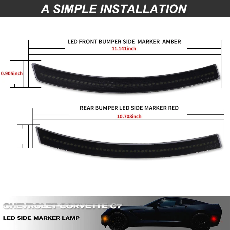 اكسسوارات السيارات المصد الخلفي الأمامي LED الجانب ماركر ضوء لشروليه كورفيت C72014 2015 2016 2017 2018 2019 الحاجز مصباح #3
