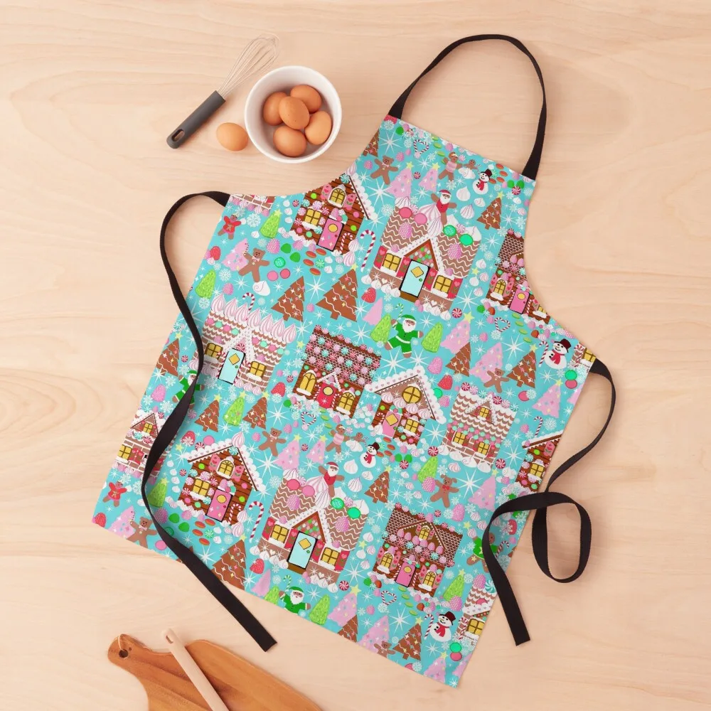 

Christmas Gingerbread House, Holiday Village Apron bib manicurist Chef Accessory Kitchen For Men Apron