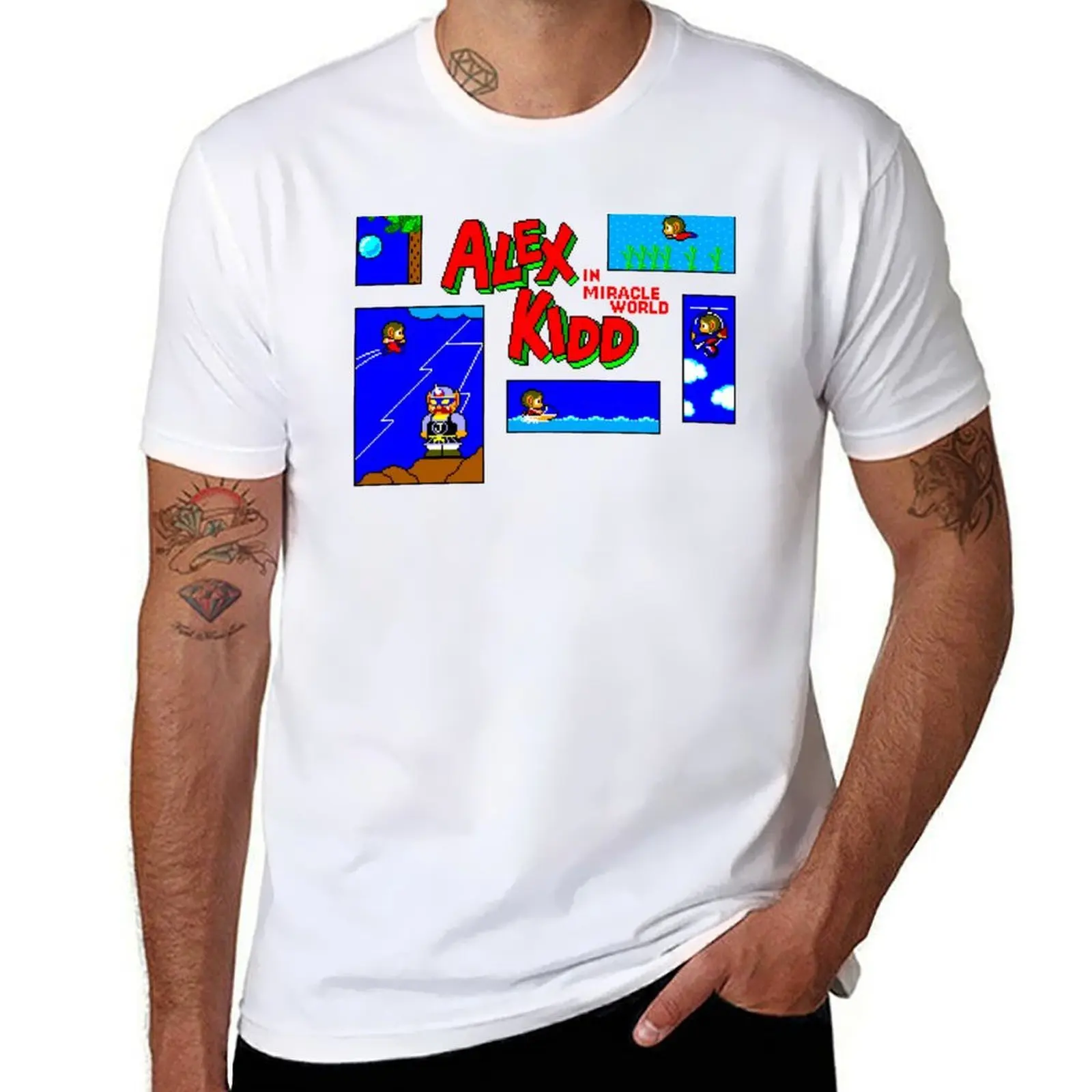 

Alex Kidd in Miracle World - Title Screen T-Shirt cotton t shirts man 100% t shirts for man graphic vintage T-Shirt
