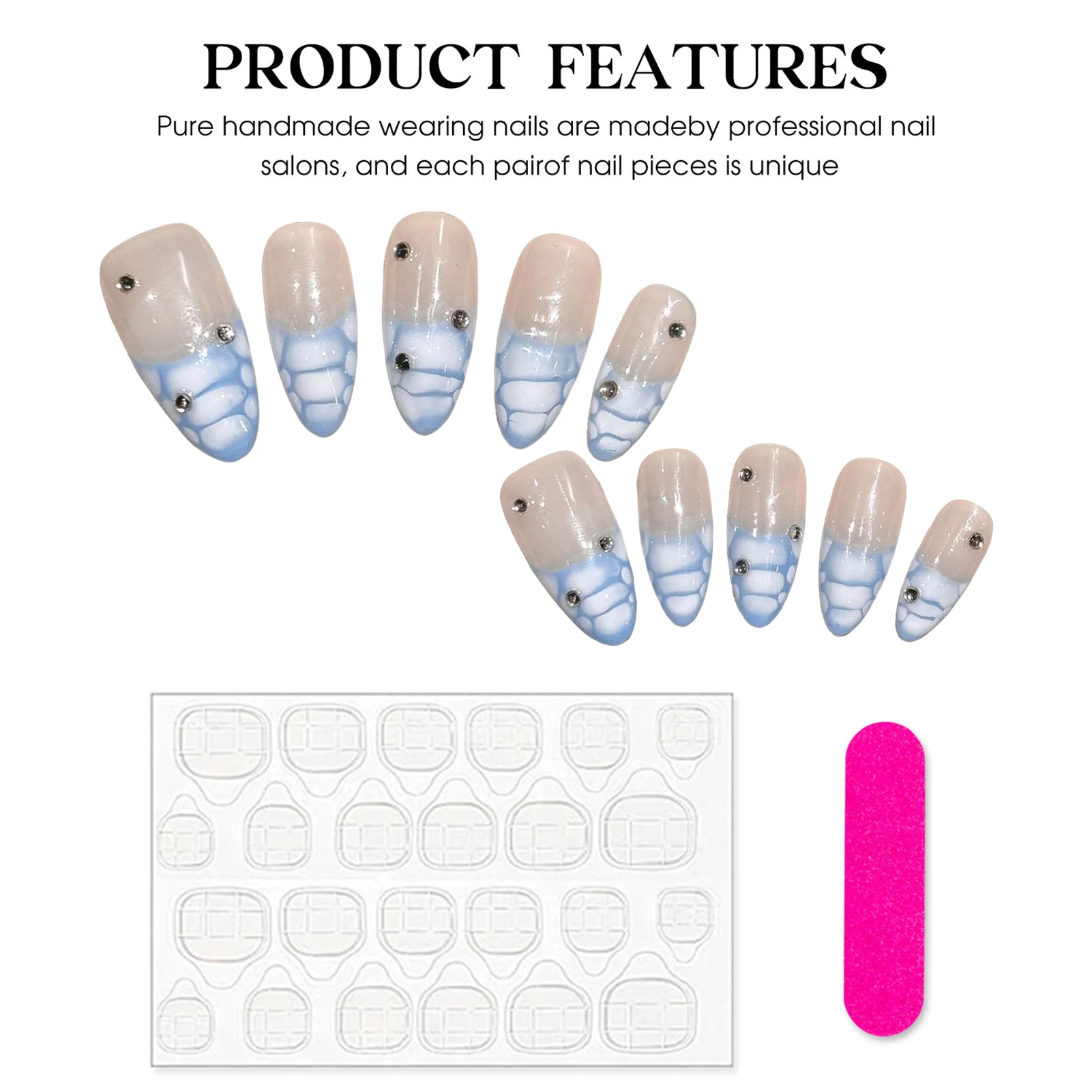 10 stücke handgemachte Presse auf Nägeln Krokodil druck Französisch Stil falsche Nagel flecken volle Abdeckung tragbare Mandel gefälschte Nägel für Frauen