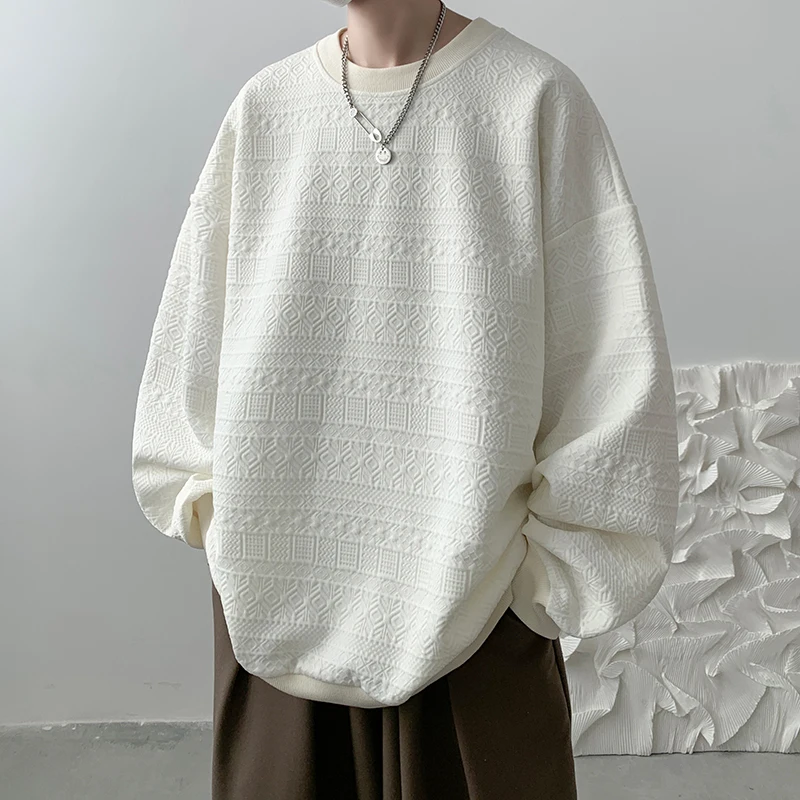 

Premium Feel round Ne Hoodl Sweatirt Men's Spring Autumn Sli All-Match Inner Wear Casual Loose Fit Comfortable