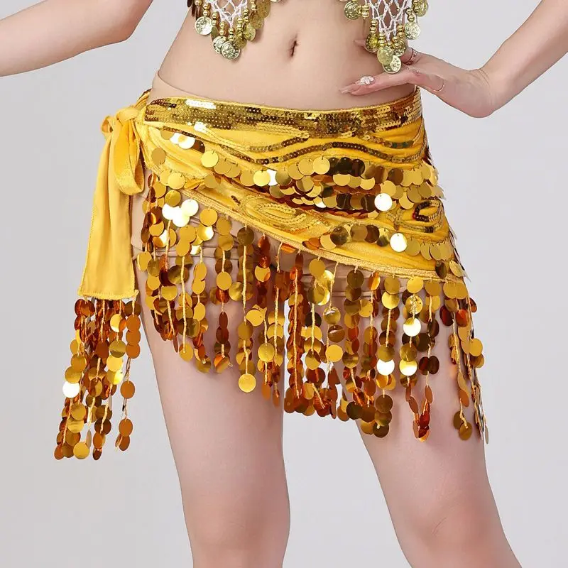 

Женский хип-шарф с блестками, блестящая кисточка для танца живота, юбка-цепочка на талии, женский костюм, вечерние пояс с запахом, одежда для выступлений на сцене
