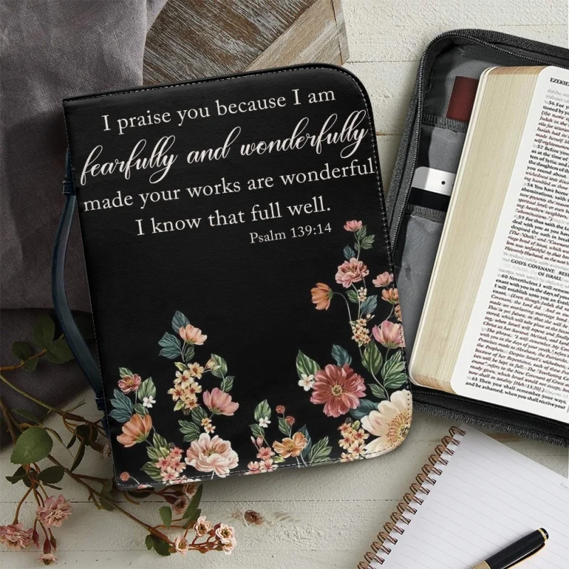 I Praise You I Am Fearfully and Wonderfully For Men Christmas Gift Print Leather Bible Bag Women Cross Design Women's Handbags