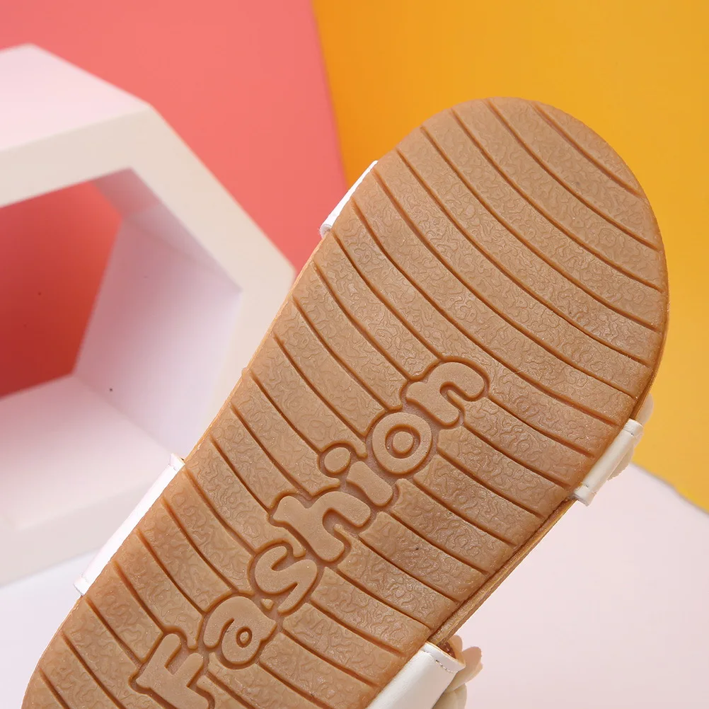 

Girls Sandals Summer Cool Durable Pu Anti-Slip Sole Beach Wear Flower Decor Kids Outdoor Vacation