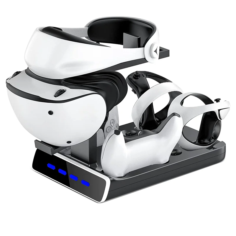 For PS5/PS VR2 Controller Charging Dock with LED Light,VR Stand Charging Dock Station with VR Headset Display Stand