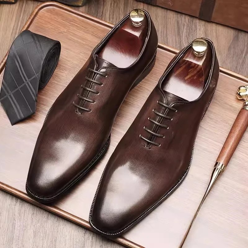 New British Genuine Leather Handmade Casual Dress Oxford Shoes Men Business Fashion Office Party Wedding Formal Leather Shoes