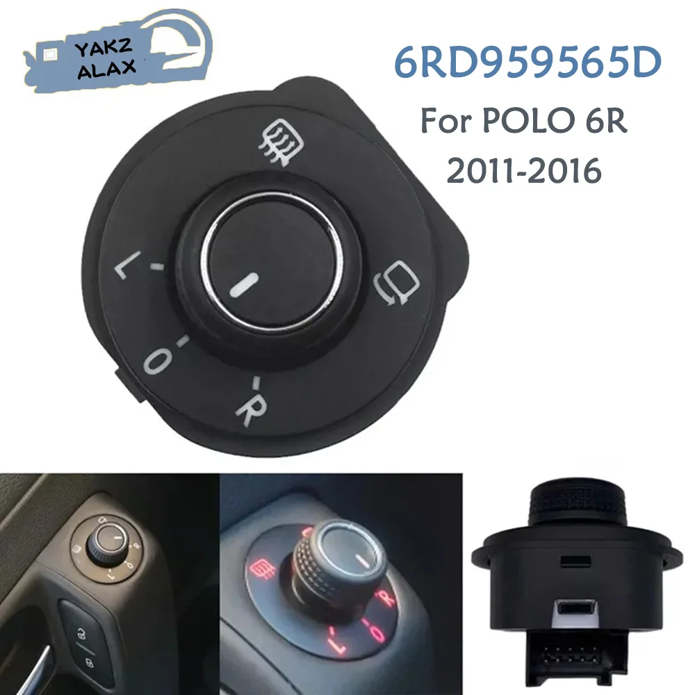 6RD959565D Rear View Mirror Control Switch for POLO 6R 2011 2012 2013 2014 2015 2016 Electric Regulator Button Knob Auto Parts