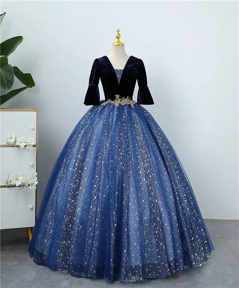 Vestidos de festa de casamento elegantes com decote em v, meia manga, vestido de baile fino, vestidos de baile, apliques de temperamento, noite dre