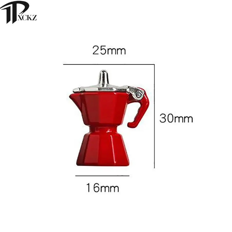 Dollhouse Miniature Coffee Pot Metal Kettle Coffee Maker Toy Model Coffee Appliance Kitchen Home Model Decoration Toy Dollhouse