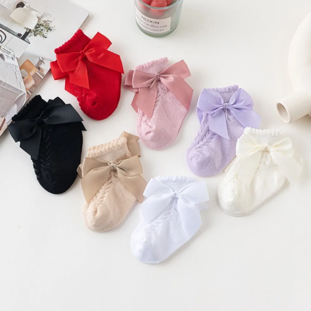 New Cute Calf Socks Lace Mesh Bowknot Pile Socks Y2K Breathable Hosiery Toddlers