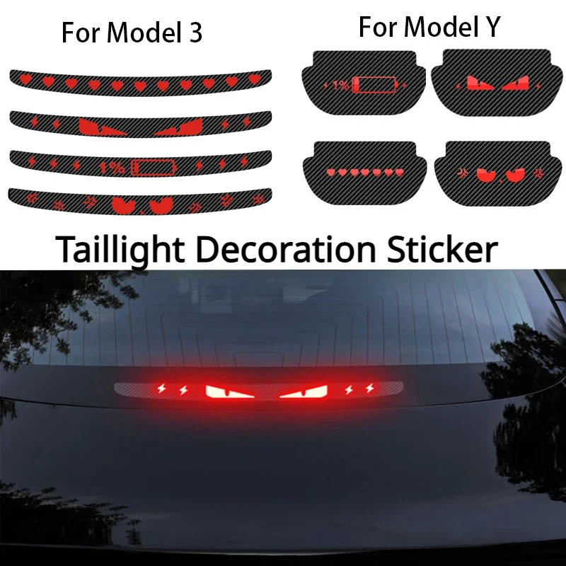 Customized Car Sticker For Tesla Model 3 Y High Mounted Brake Acrylic Projection Board Top Tail Light Emblem Exterior Decoration